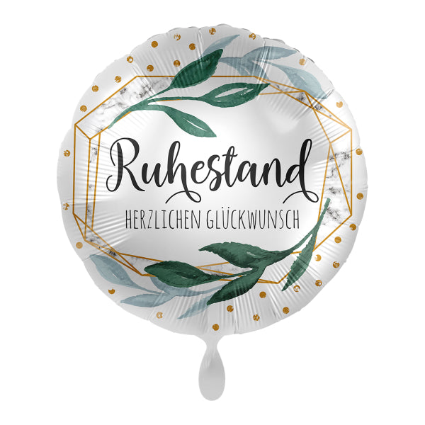 ABC18 Folienballon "Ruhestand" | Weiß Ø43cm