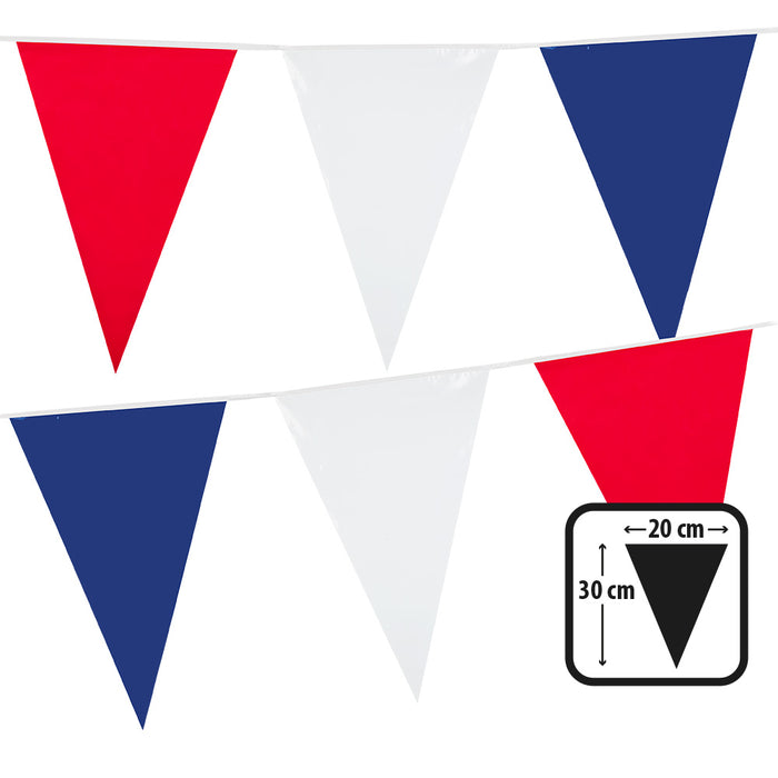 Wimpelkette PE 45x30cm L: 10m | Weiß/Blau/Rot