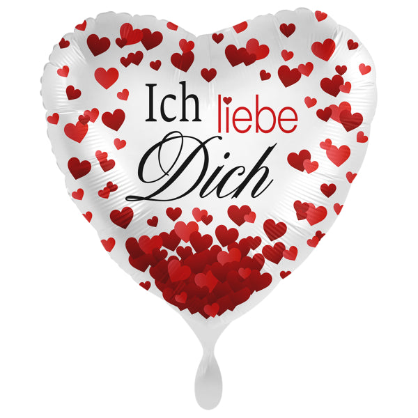 ABC18 Folienballon "Ich liebe Dich" Herz Weiß Rot Ø 43cm