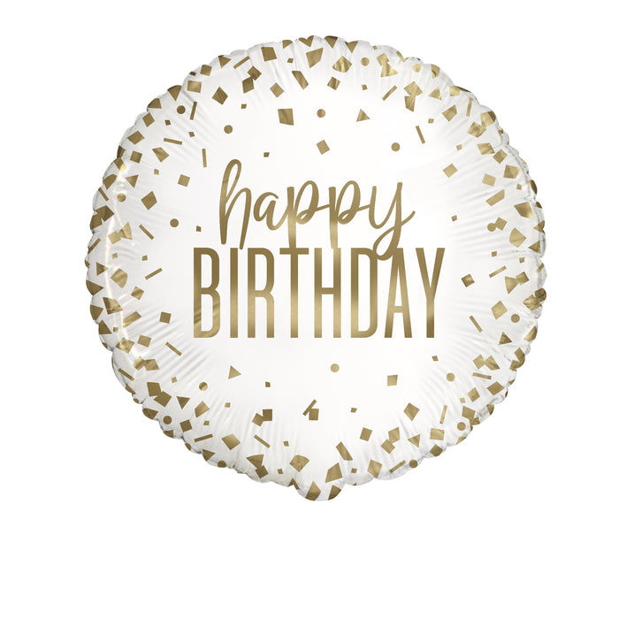ABC18 Folienballon "Konfetti Gold Happy Birthday" 45cmØ