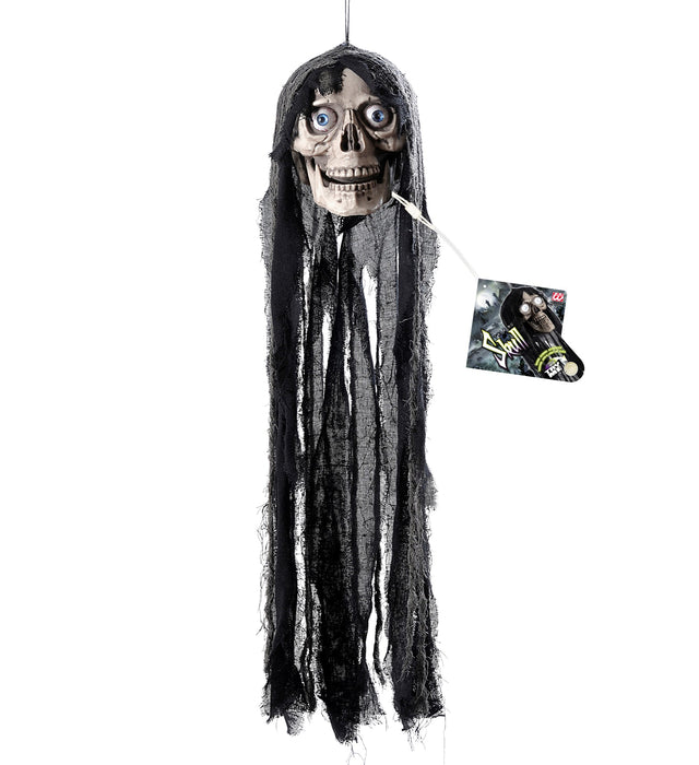 Hänge-Figur Totenkopf mit Licht, Sound & Bewegung 70 cm | Der sprechende Schädel für deine Halloween-Deko