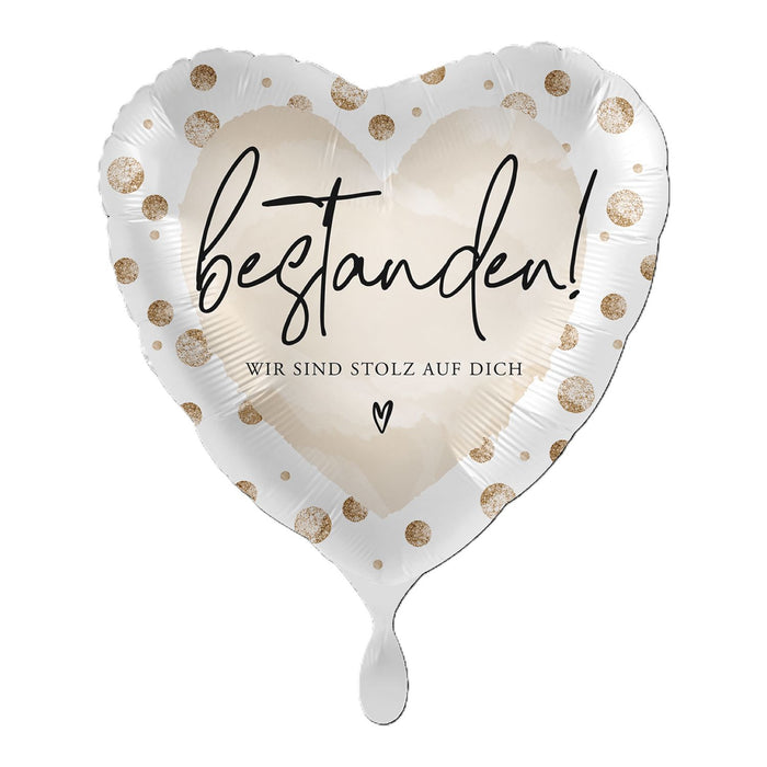 ABC18 Herz Folienballon Ø 43cm "bestanden! Wir sind stolz auf dich"