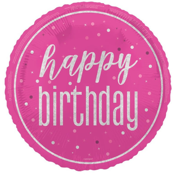 ABC18 Folienballon 45cm Ø | Happy Birthday GLITZ Pink