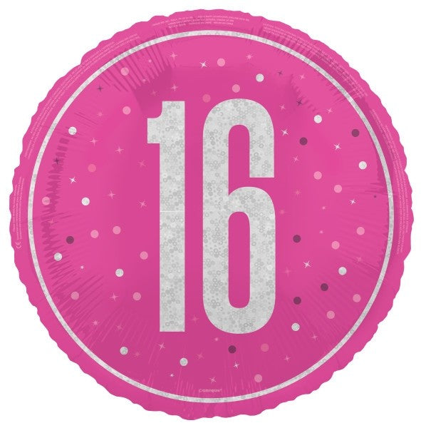 ABC18 Folienballon GLITZ Pink Ø 45cm | #16