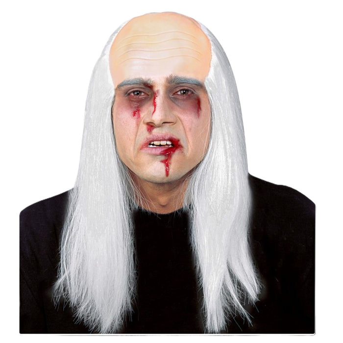 Herren Perücke "Zombie mit Glatze und Haaren" | Weiß