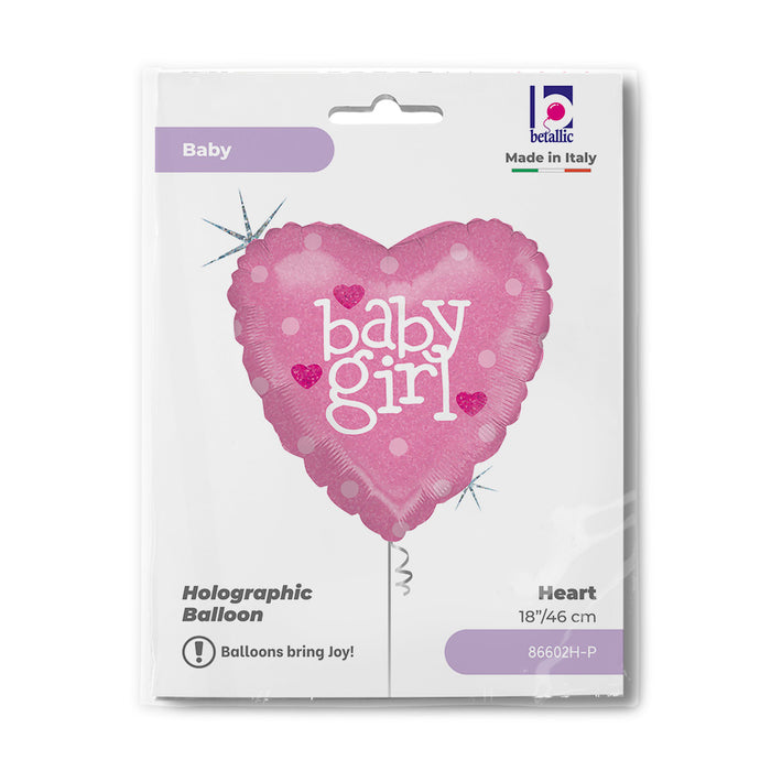 ABC18 Herz Folienballon Uni| Ø 46 cm Baby Girl Rosa Babyparty Dekoration für Mädchen