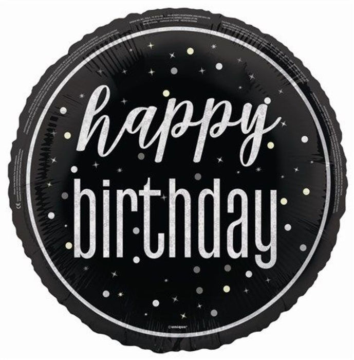 ABC18 Folienballon "#Happy Birthday" Glitz | Ø 45 cm Schwarz