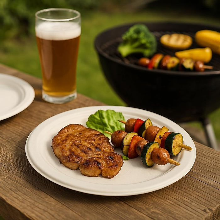 Zuckerrohr Teller rund "pure" ungeteilt weiss | 50 Stück 23 cm Ø