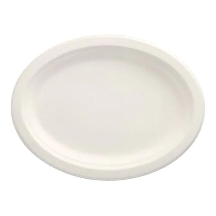 Zuckerrohr Teller oval "pure" weiss | 12 Stk. 26x20cm