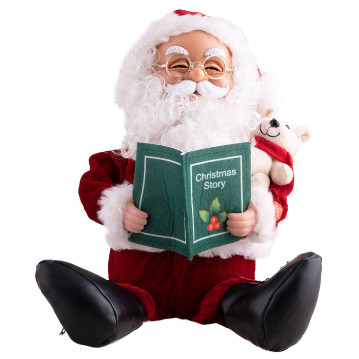 Dekofigur "Sitzender Weihnachtsmann" Animiert | 32 cm