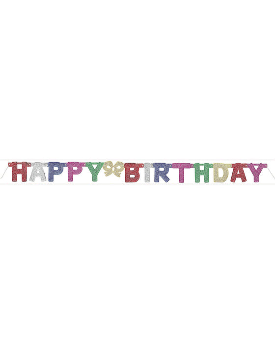 Buchstabengirlande Happy Birthday Bunt Glitter