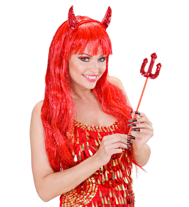 Glitzer Wimpern und Künstliche Nägel Set | Rot