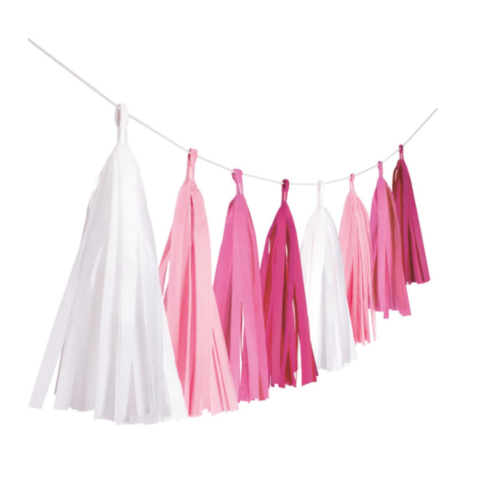 "Hot Pink" Fransen Pompon Girlande | Rosa 300cm
