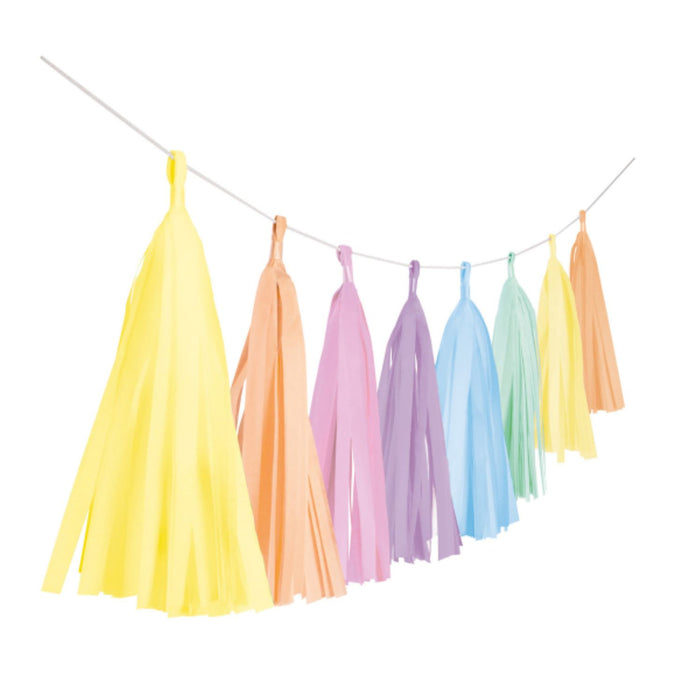 "Pastell Rainbow" Fransen Pompon Girlande | Bunt 300cm