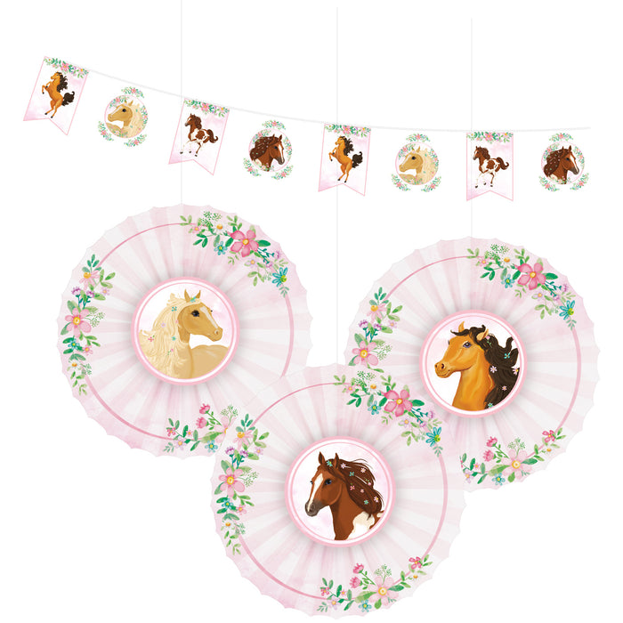 "Beautiful Horses" | Deko-Set Girlande und 3 Fächer