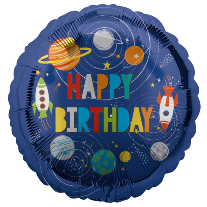 ABC18 Folienballon "Happy Birthday Space" | Ø 43cm