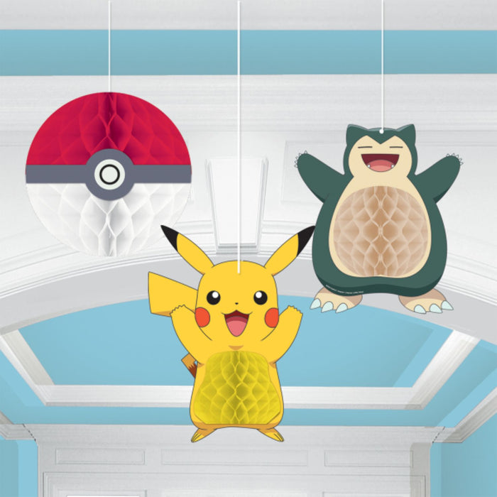 "Pokémon" Wabenballdekorationen | 3 Stk. - 17x22cm