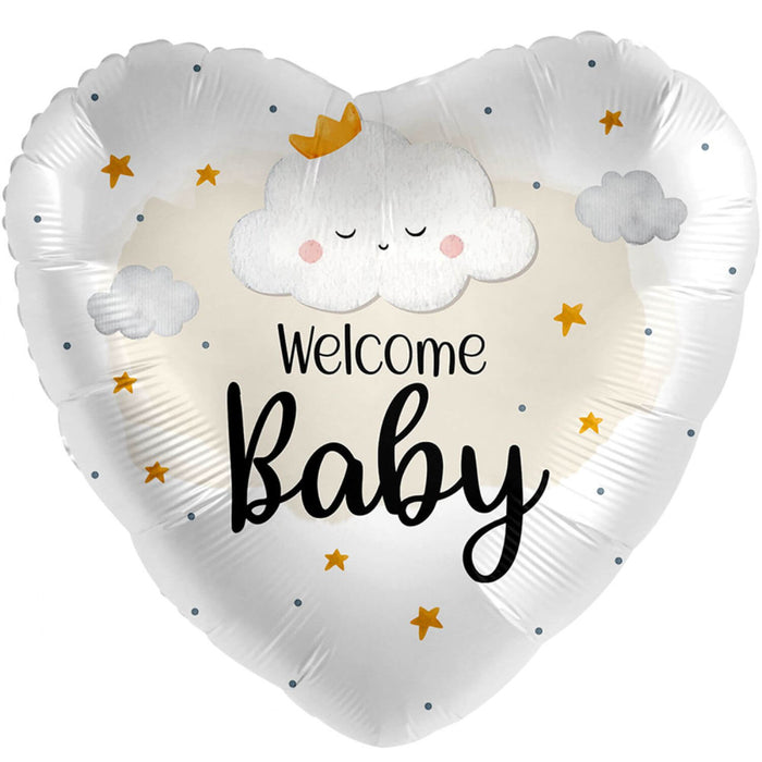 ABC18 Herz Folienballon "Welcome Baby" |Ø 45cm Babyparty Dekoration