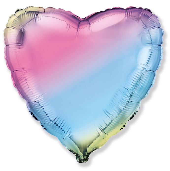 ABC18 Folienballon Herz Pastel | Regenbogen 45cm Ø