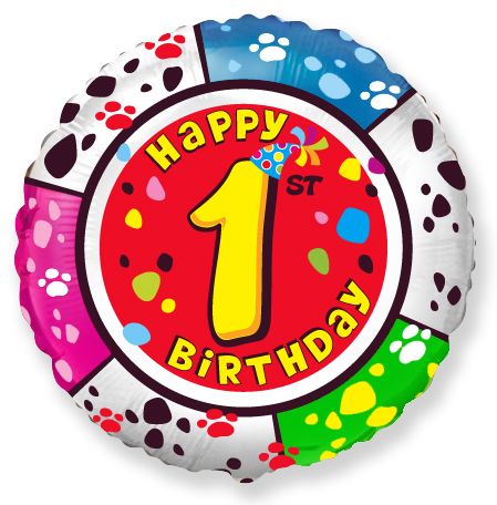 ABC18 Folienballon "Happy 1st Birthday" | 45cmØ
