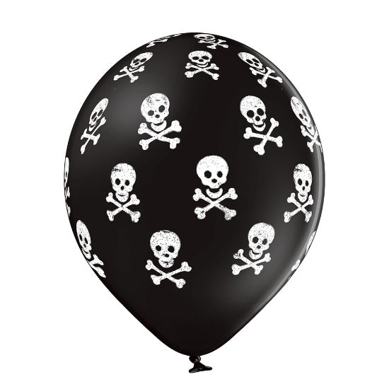 Luftballon Ø30cm "Totenkopf" | 6 Stk. - Schwarz Mix