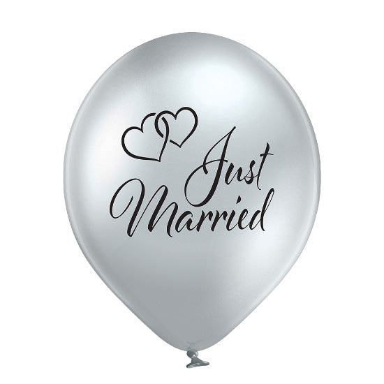 Luftballon Ø30cm "Just Married" | 6 Stk. - Glossy