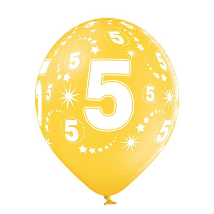 Luftballon Ø30cm Geburtstag #5 | 6 Stk. Bunt