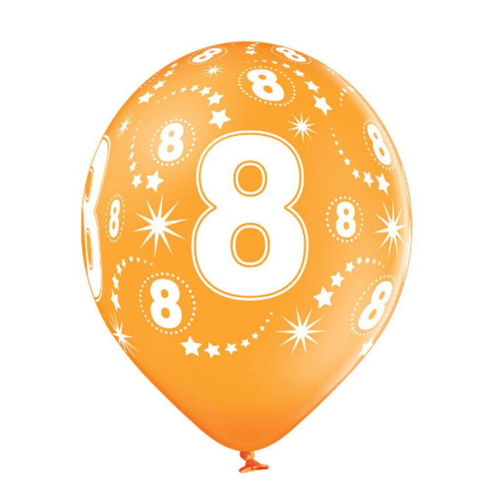 Luftballon Ø30cm Geburtstag #8 | 6 Stk. Bunt