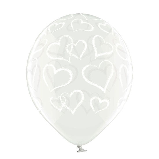 Luftballon Ø30cm "Herzen" | 6 Stk. - Clear