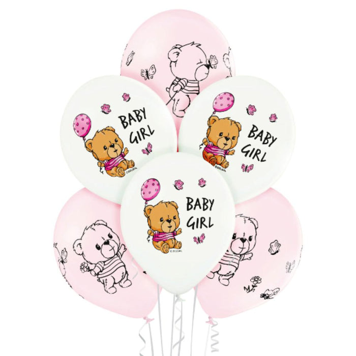Luftballon Ø30cm Baby Girl | 6 Stück Babyparty Dekoration für Mädchen