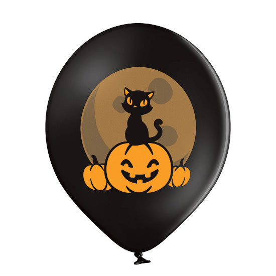 Luftballon Ø30cm "Spooky Halloween" | 6 Stk. - Schwarz/Lila/Mix