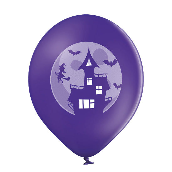 Luftballon Ø30cm "Spooky Halloween" | 6 Stk. - Schwarz/Lila/Mix