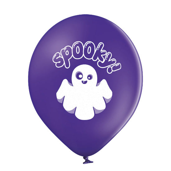 Luftballon Ø30cm "Spooky Halloween" | 6 Stk. - Schwarz/Lila/Mix