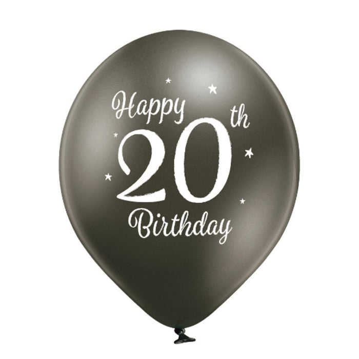 Luftballon Ø30cm Happy 20th Birthday | 6 Stk.
