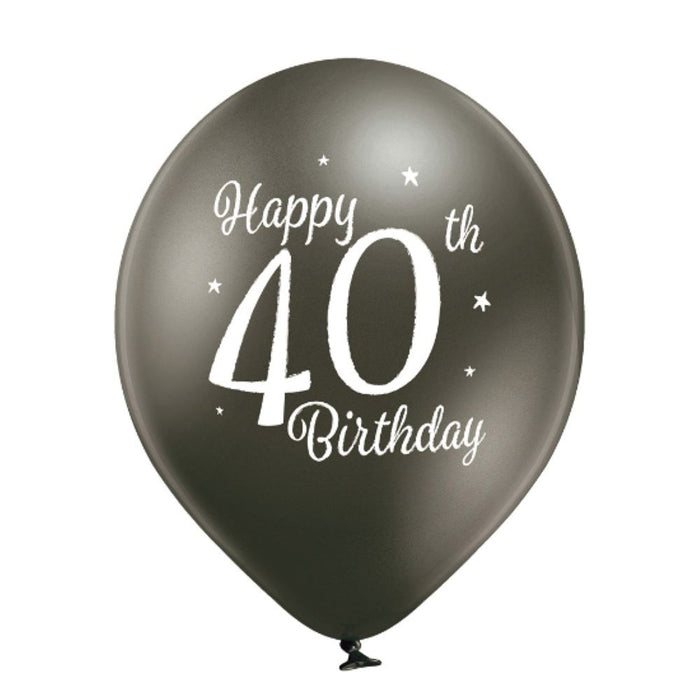 Luftballon Ø30cm Happy 40th Birthday | 6 Stk.