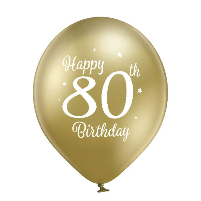 Luftballon Ø30cm Happy 80th Birthday | 6 Stk.