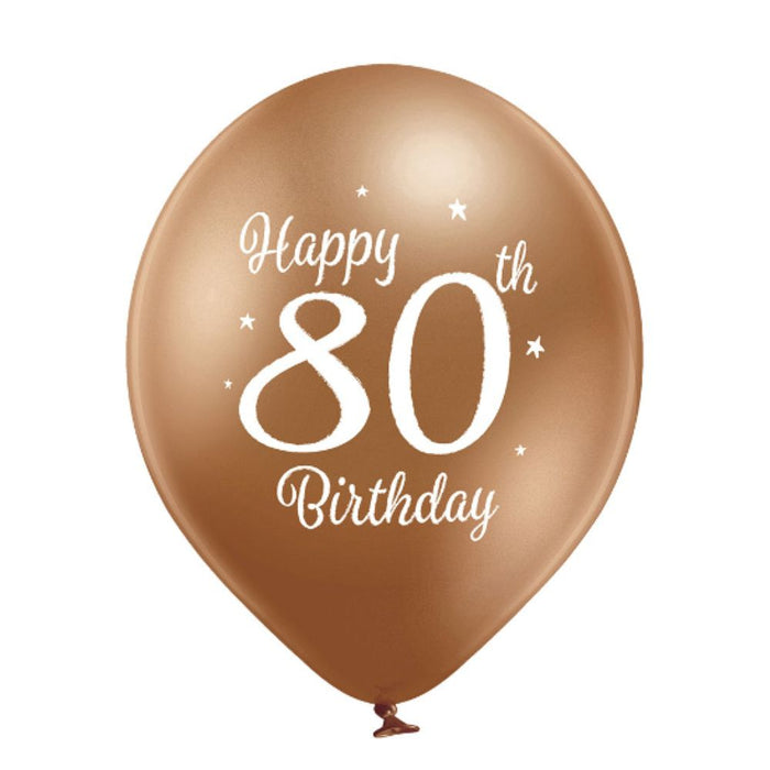 Luftballon Ø30cm Happy 80th Birthday | 6 Stk.