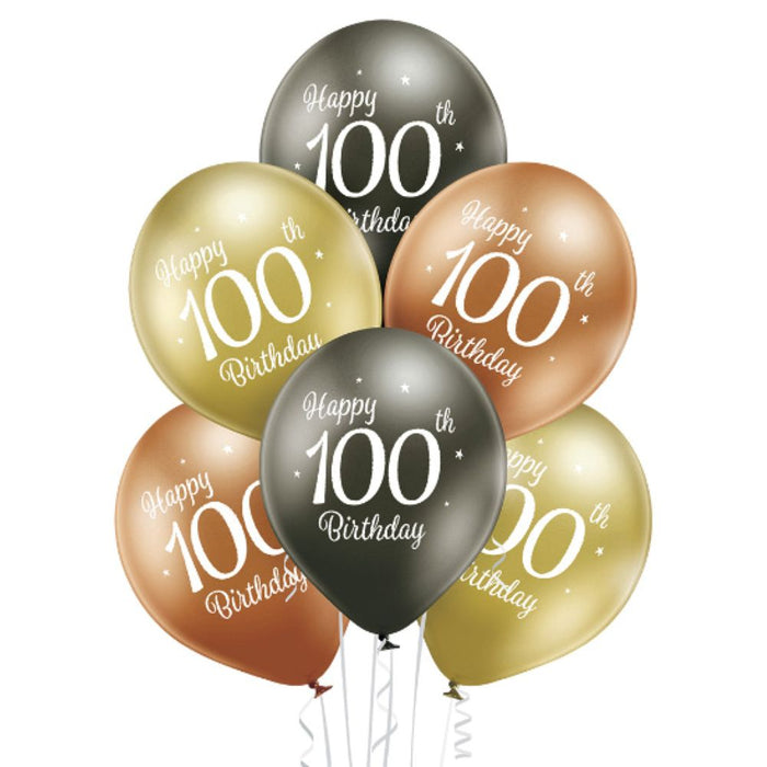 Luftballon Ø30cm Happy 100th Birthday | 6 Stk.