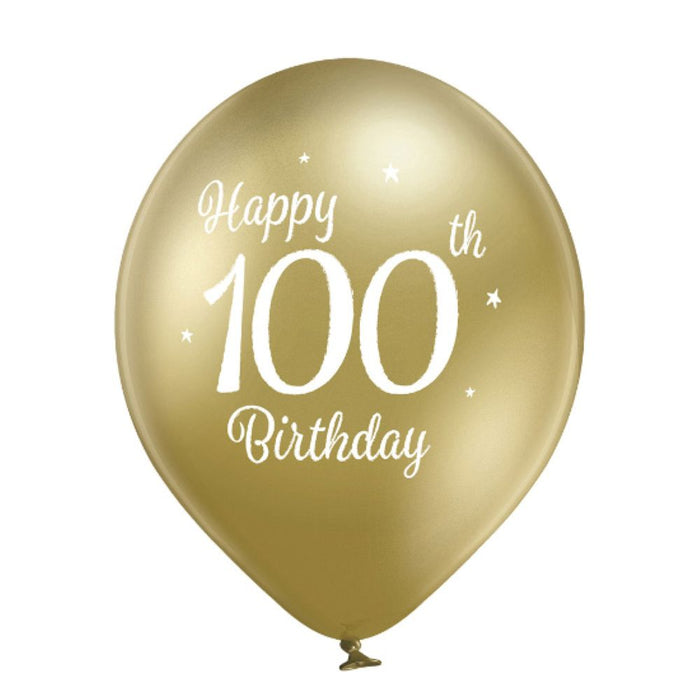 Luftballon Ø30cm Happy 100th Birthday | 6 Stk.