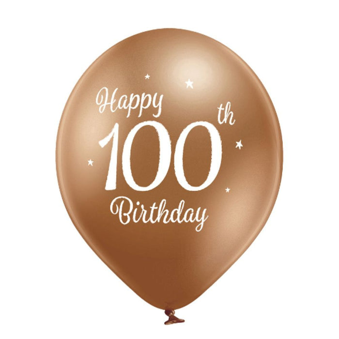 Luftballon Ø30cm Happy 100th Birthday | 6 Stk.