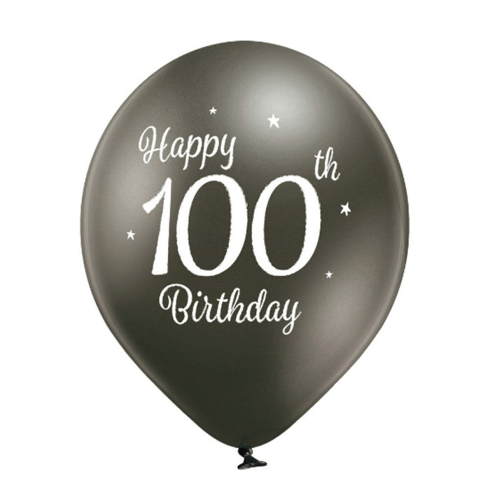 Luftballon Ø30cm Happy 100th Birthday | 6 Stk.