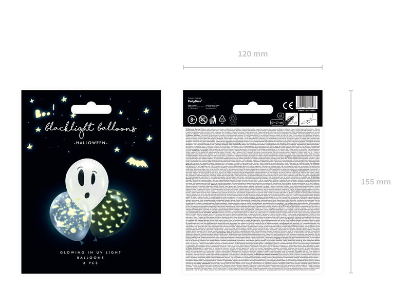 Luftballon Set "UV Halloween Geister" | Ø27 cm - 3Stk.