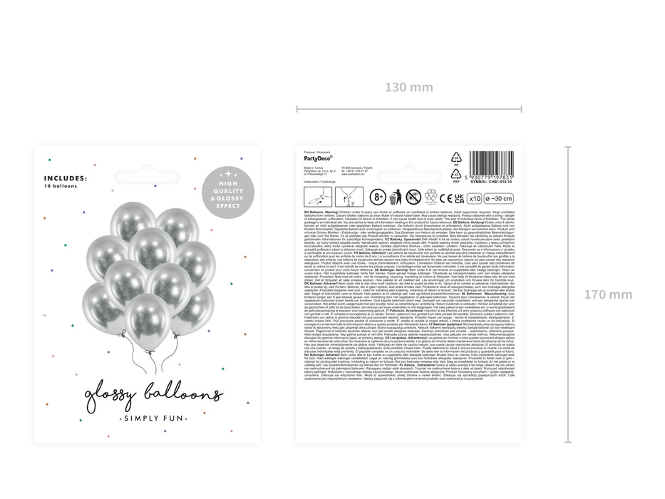 10 Stk. Luftballon Ø30cm "Uni Glossy" | Silber