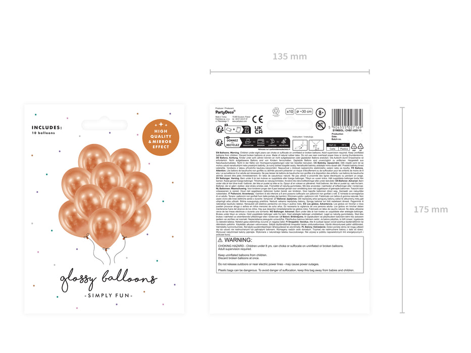 10 Stk. Luftballon Ø30cm "Uni Glossy" | Copper
