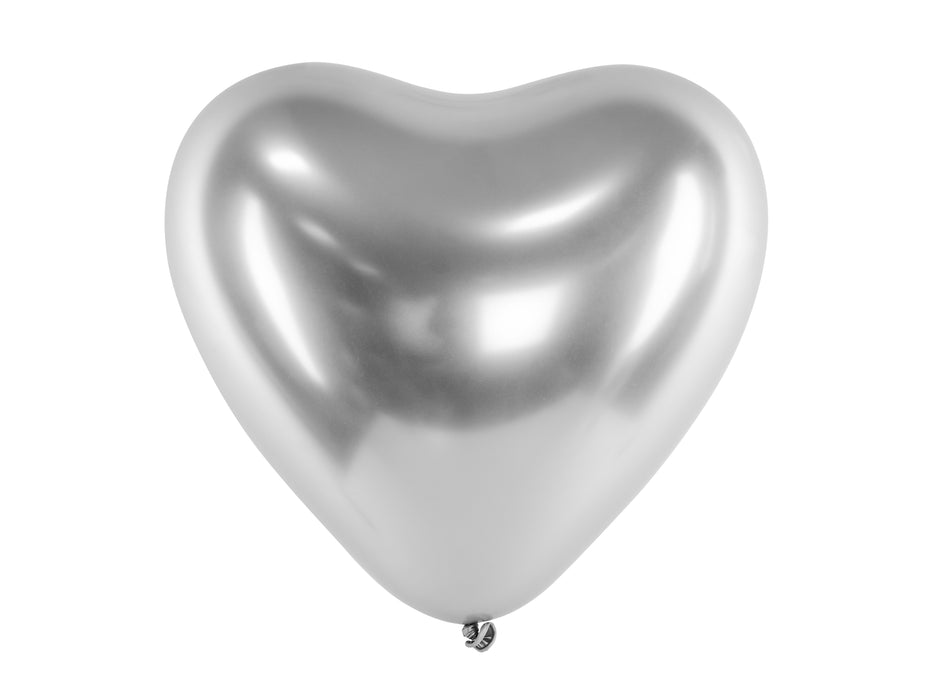50 Stk. Herz Luftballon Ø30cm "Glossy" | Silber