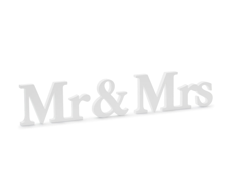Holz Inschrift "Mr & Mrs" weiß - Hochzeit