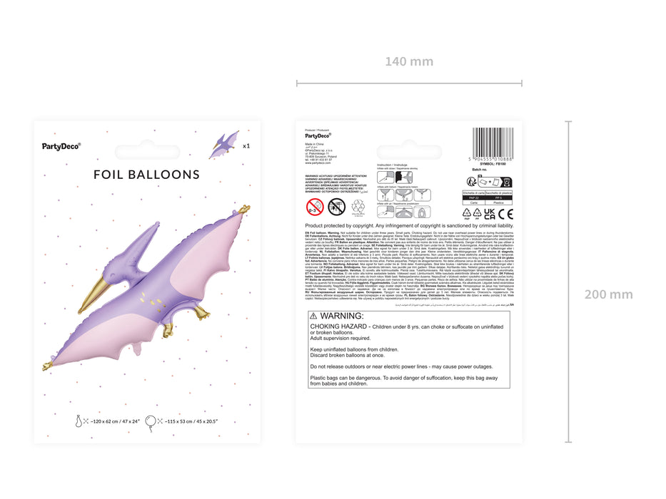 Shape Folienballon "Dinosaurier Pterodactyl" | 120 x 62 cm