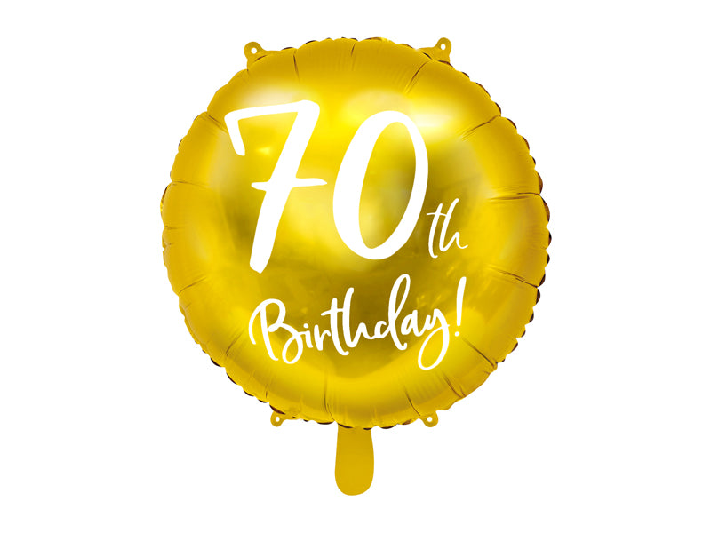 ABC18 Folienballon "70th Birthday" | Ø 45 cm Gold