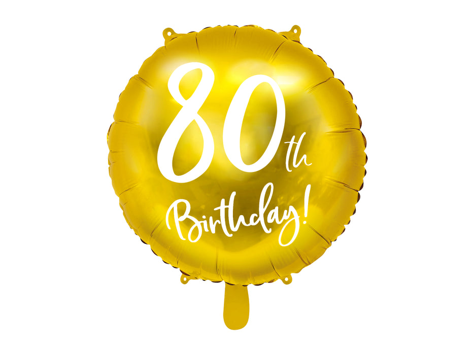 ABC18 Folienballon "80th Birthday" | Ø 45 cm Gold