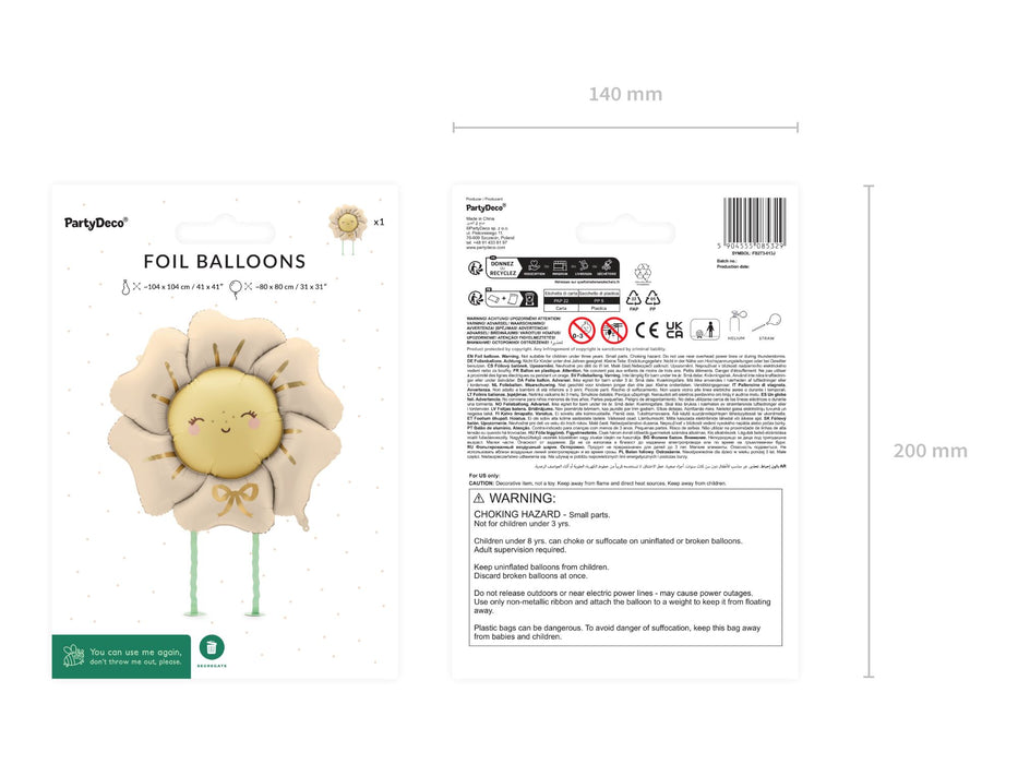 Airwalker Folienballon "Blume" 104x104 cm | Hellbeige